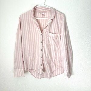 Victoria’s Secret Pajama Top Women’s M Striped Long Sleeve Button Down Top
